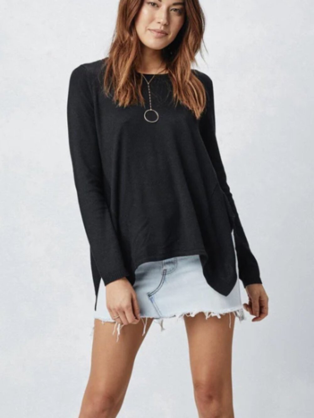 Lovestitch Evie Pullover Black cashmere blend, crewneck sweater
